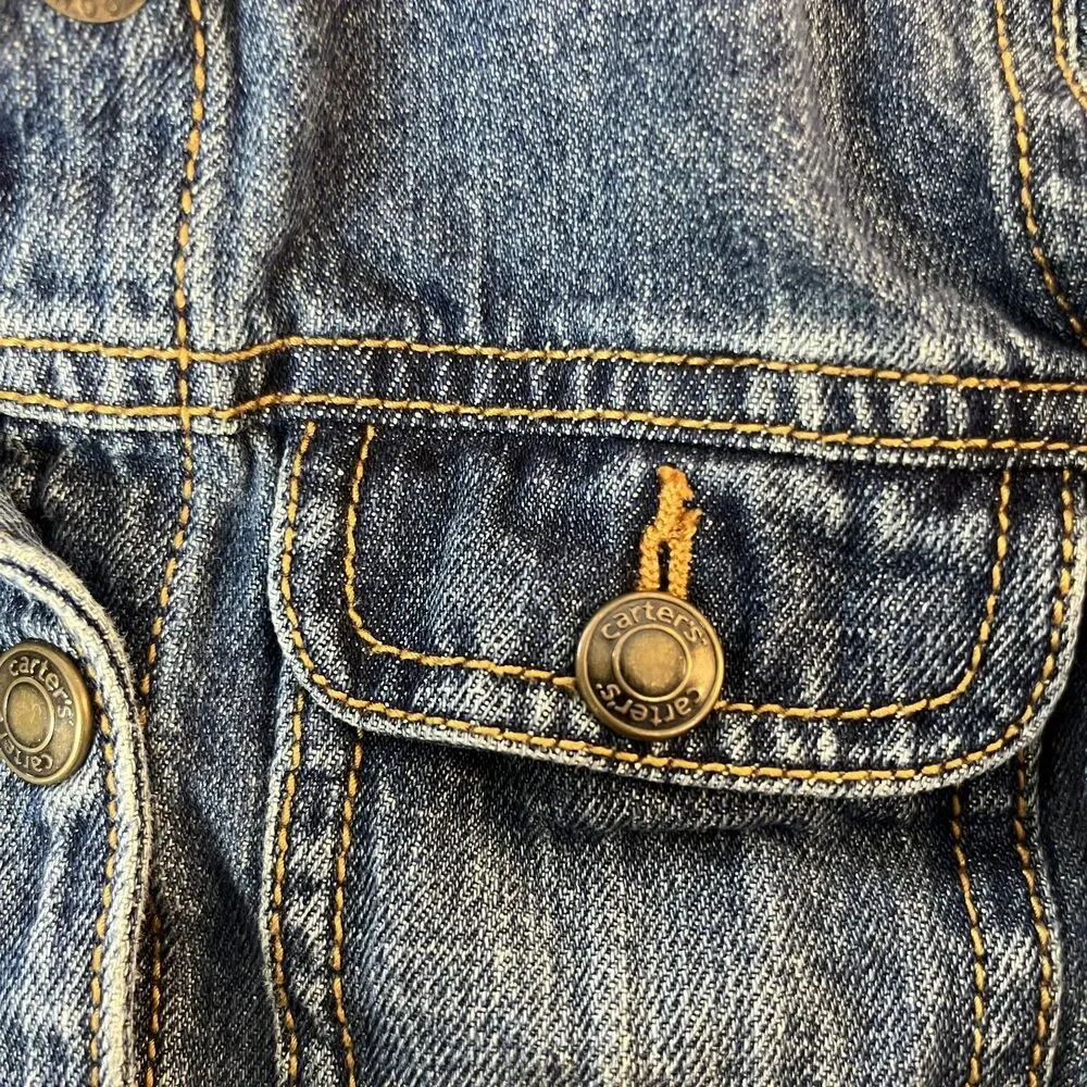 Carters Jean Jacket Girls 4 Blue Denim Snap Front Pockets Casual Outerwear